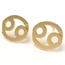 Cancer Zodiac Sign Earrings In Solid 14K Yellow Gold - £149.47 GBP