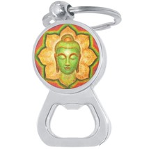 Buddha Lotus Flower Bottle Opener Keychain - Metal Beer Bar Tool Key Ring - £8.60 GBP