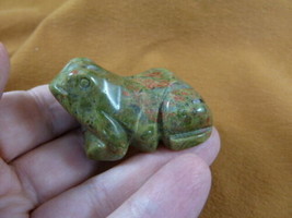 (Y-FRO-746) green orange unakite FROG frogs gem stone gemstone CARVING f... - £13.78 GBP