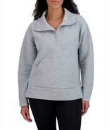 Kirkland Signature Womens Sweatshirt Gray 1/2 Zip Kangaroo Pocket Stretc... - $56.16 CAD