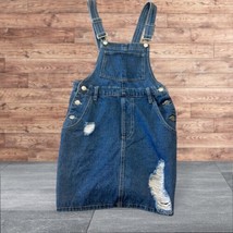 HH Los Angeles Women&#39;s Size S Distressed Blue Denim Bib Overall Jean Skirt - £11.95 GBP