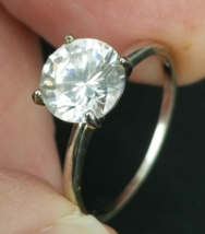 vintage engagement ring size 7.5 sterling silver 925 "L" clear gemstone ... - $32.99