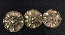 Antique Brass Flower Hardware Plate Knob Plate Lot Of 3,  Each Numbered, A7559 - £19.37 GBP