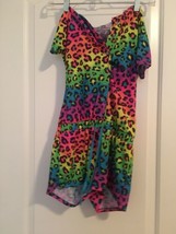 1 Pc Justice Girls Leopard Print Pajamas Romper Shorts Size 10 Colorful - £23.05 GBP