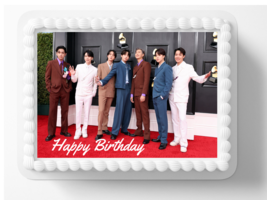 K Pop Bts Asian Boy Band 1/4 sheet Edible Cake Topper Party Edible Cake ... - $14.18+