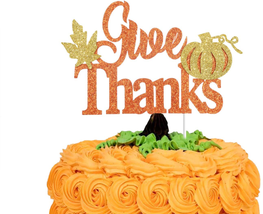 Give Thanks Cake Topper,Grateful, Blessed Cake Decor,Thankful Cake Toppe... - $16.54