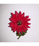 1960s Vintage Red Enameled Poinsettia Christmas Brooch Vtg Flower Holida... - £15.82 GBP