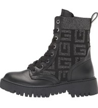 NEW Guess Olinia Women&#39;s Black Logo Combat Lace-Up Boots Shoes Size 5M - $48.31