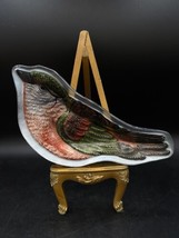 Reverse Painted Art Glass Bird Candy Dish Bowl Trinket Decor 11” X 4.5” - £19.37 GBP