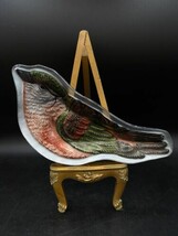 Reverse Painted Art Glass Bird Candy Dish Bowl Trinket Decor 11” X 4.5” - $24.74