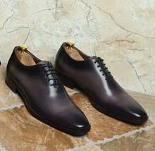 New Pure Handmade Gray Shaded Leather Stylish Lace Up Dress Shoes For Men&#39;s - £125.44 GBP