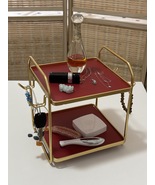 2-Tier Decorative Storage Rack, Gold Metal Frame with Red Shelves - €42,21 EUR
