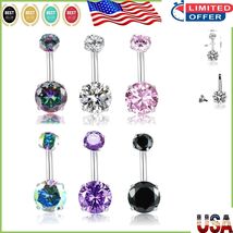 Sparkling 14G CZ Belly Button Rings - Hypoallergenic Navel Barbells, 6 C... - $420.73 MXN