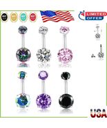 Sparkling 14G CZ Belly Button Rings - Hypoallergenic Navel Barbells, 6 C... - $420.73 MXN