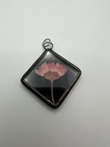 Vintage Flattened Flower Necklace Pendant 5.4cm - $11.88