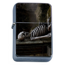 Skeleton D4 Flip Top Oil Lighter Windproof Resistant Flame Death Skulls - £11.86 GBP