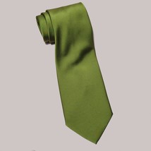 Geoffrey Beene men solid green polyester tie 4&quot; wide 58&quot; long - £6.47 GBP