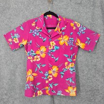 Vintage Hawaiian Shirt Men Small Pink Floral Bright NO TAGS Vacation Bea... - £13.77 GBP