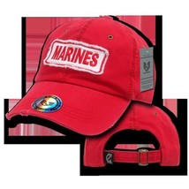 Marine Corps Frayed Vintage Destroyed Look Red Military Embroidered Hat Cap - £25.98 GBP