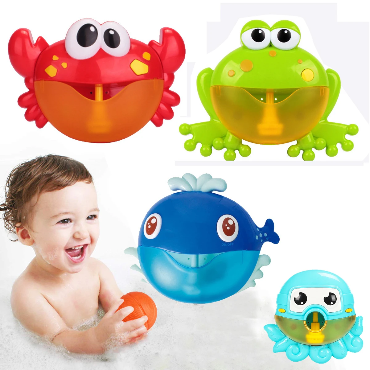 Bubble Crabs Frog Baby Bath Toy Toddler Bath Bubble Maker Pool Swimming Bathtub - £15.48 GBP+