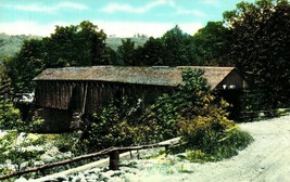Postcard Old Wood Covered Bridge Among the Trees and Blue Sky - £5.41 GBP