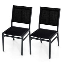 Outdoor Dining Chairs with Breathable Seat and Backrest for Backyard Por... - $152.37