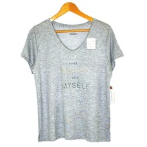 Danskin Large S/S V Neck Lounging T Shirt Top Gray Fully Aligned With My Myself - £17.69 GBP