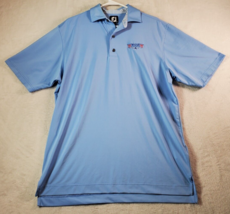 FootJoy Polo Shirt Men Medium Blue Polyester Short Sleeve Logo Slit Misca Collar - £10.26 GBP