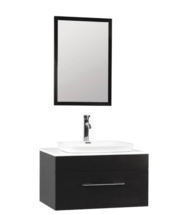 Sabrina 30 in. W x 20 in. D Floating Vanity Black Engineered Stone White Basin - £392.04 GBP