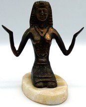 EGYPTIAN Style Metal Cleopatra Statue Isis Female Goddess Art Deco Onyx Base - £15.95 GBP