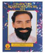 RUBIE'S SELF ADHESIVE BLACK MUSTACHE &amp; BEARD HALLOWEEN COSTUME ACCESSORY... - $12.75