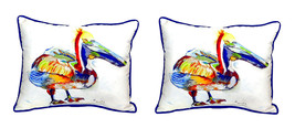 Pair of Betsy Drake Heathcliff Pelican Small Pillows 11 Inch X 14 Inch - £54.50 GBP