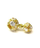 Pendantes Breloque Suspendu Double Boule Cz Clouté 14K or Jaune Pendentif - $90.28