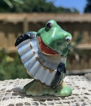 Vintage Ceramic Frog playing Accordian Musician Instrument made Occupied... - $24.47