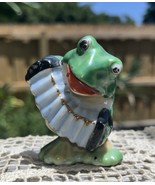 Vintage Ceramic Frog playing Accordian Musician Instrument made Occupied... - $33.94 CAD