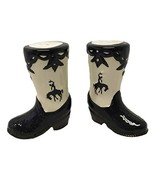 Bronco SP804 Cowboy Boot 3D Figural Ceramic Salt &amp; Pepper Shaker 3.75&quot; H - $29.87 CAD