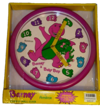 Barney Wall Clock Backyard Gang Teach Me Time With Baby Bop 10&quot; Purple Vtg 1993 - £43.18 GBP