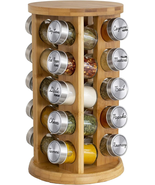 20 Jar Bamboo Spice Rack with Spices Included - Rotating Tower Organizer... - $106.81