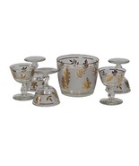 Libbey Golden Foliage 22K Gold Leaf Design Frosted Ice Bucket &amp; Stemmed ... - $60.65 CAD