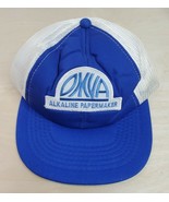 Trucker Hat Mesh Adjustable Snap Back Blue White OMVA Alkaline Papermake... - £11.27 GBP