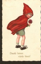 Postcard happy birthday name naming day girl in red coat waterproof-
show ori... - £35.93 GBP