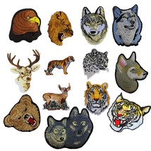 13Pcs Assorted Lion Tiger Leopard Wolf Deer Eagle Embroidered Safri Animal Patch - £18.21 GBP