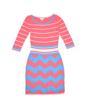 Lilly Pulitzer Lindsey Sweater Dress Womens XS Chevron Striped Pink Blue - £19.31 GBP