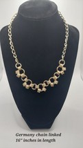 JEWELRY Goldtone Chained Link Necklace 16&quot; Lightweight German Design. - £11.66 GBP