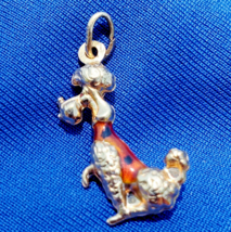 Original 14K GOLD Dog Pendant Exotic Rare Poodle Enamel Vest k9 Charm Me... - $755.25