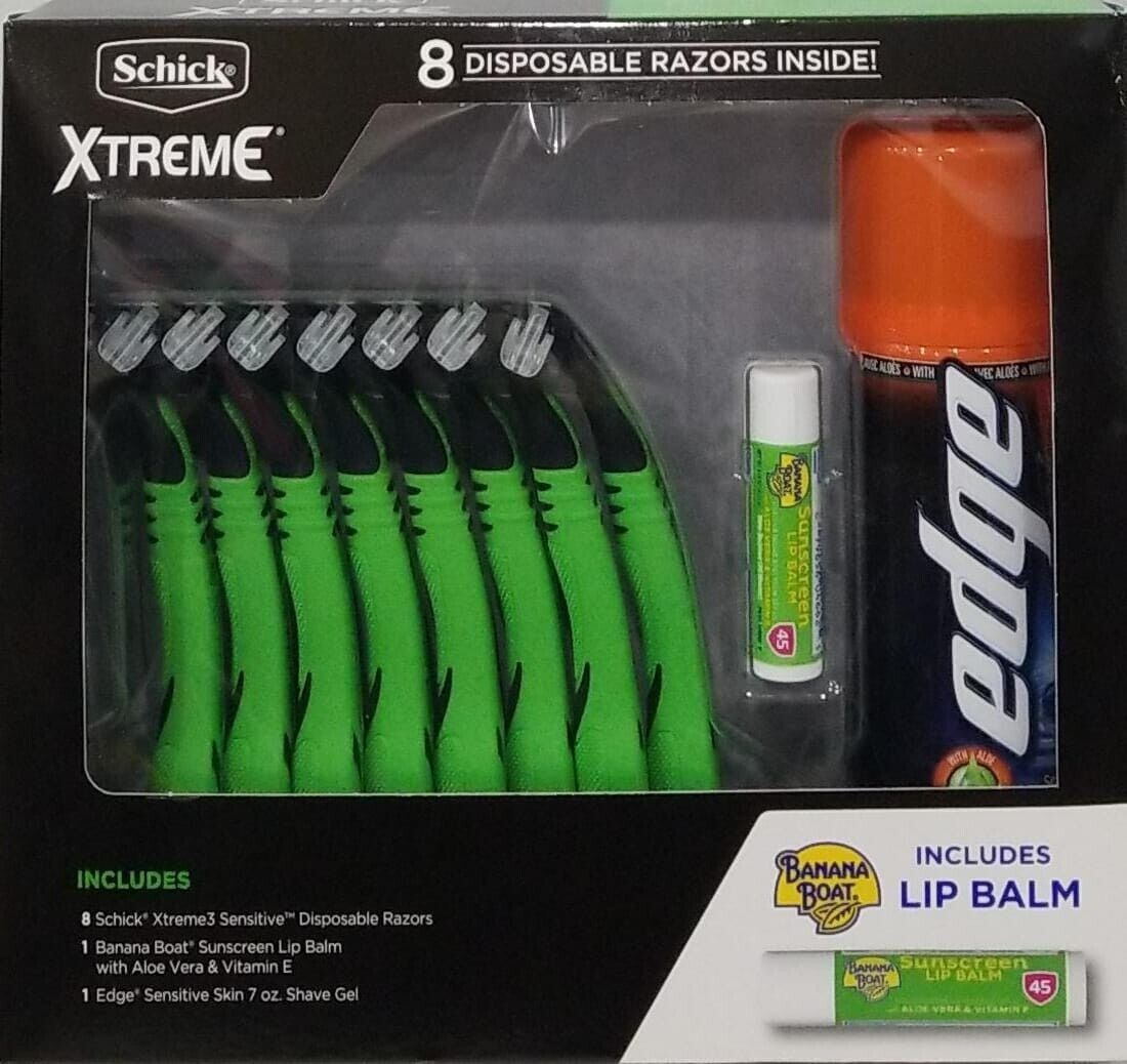 Primary image for Schick Xtreme 8 Disposable Razor, Edge Shave Gel & Lip Balm Gift Set