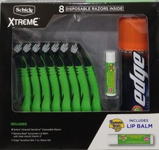 Schick Xtreme 8 Disposable Razor, Edge Shave Gel &amp; Lip Balm Gift Set - £17.83 GBP