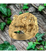 Mens 14K Yellow Gold Finish Lion Head Pinky Ring Mens Diamond Band Ring - $151.63