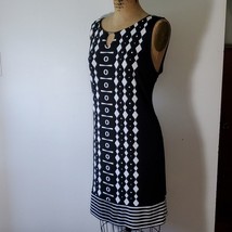 Alfani Dress Sheath Sleeveless Geometric Pattern Black White Midi Size L - $47.04