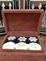 30 Backgammon Pieces Checkers Inlaid Mother of Pearl + Dices Handmade (1.4&quot;) - £72.39 GBP